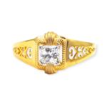 Ladies Gold Ring with Solitaire and Beautiful Design